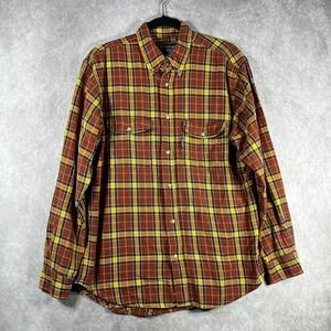 Vintage McAlister Shirt Mens M Brown Yellow Plaid Flannel Outdoor Lumberjack Dad